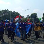 gambar akses jalan medan merdeka selatan ke patung kuda ditutup imbas demo serikat pekerja